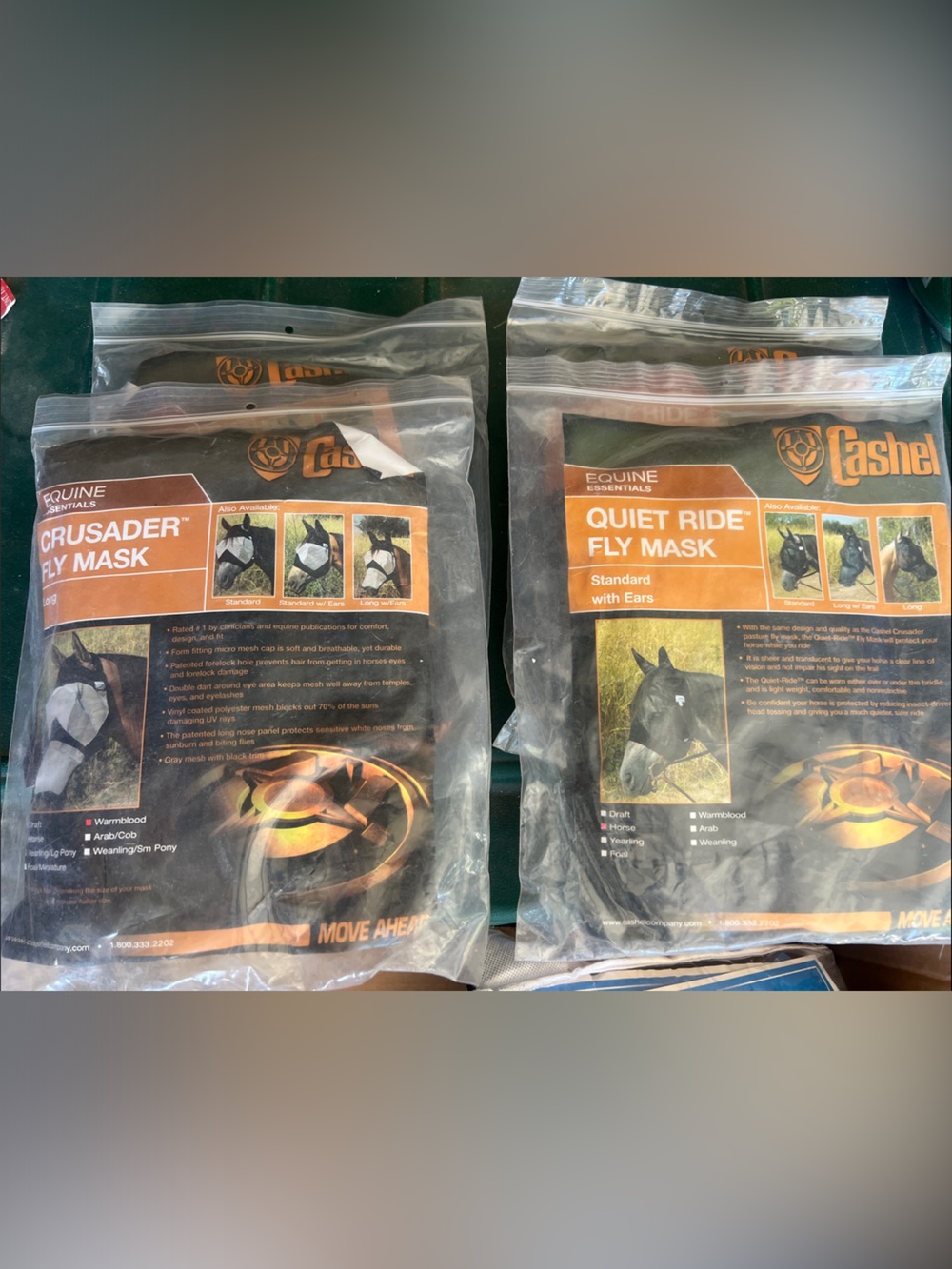 NWT FOUR 2 Quiet Ride Fly Masks for Horses & 2 Crusader Fly Masks